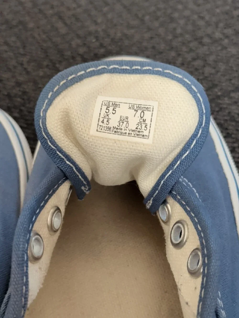 Vans Kids Slip-On Canvas Sneakers in Dusty Blue and White